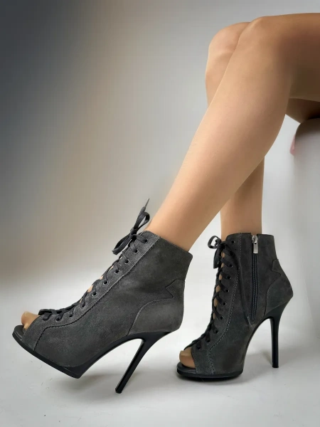 Туфли хилсы для танцев LIZARDI серые замшевые